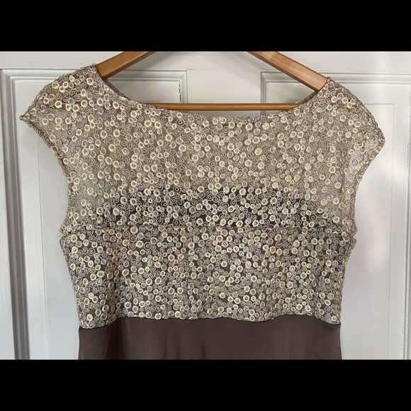 Tiffany Rose Mia Sequined Lace & Jersey Maternity Gown Dusky Truffle Brown 3 - Picture 5 of 7